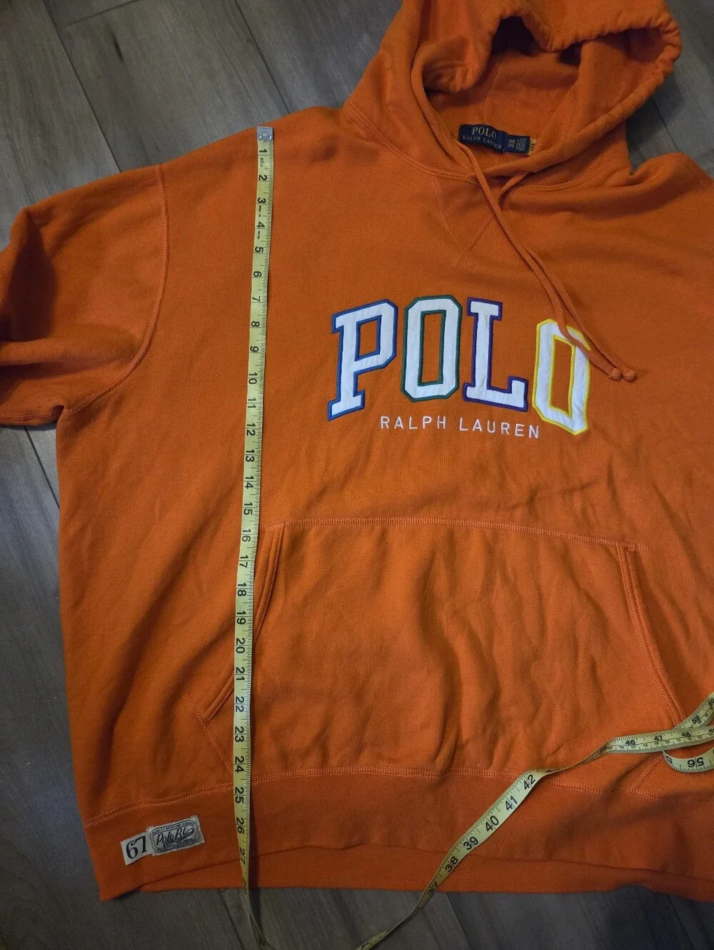Polo by Ralph Lauren Bright Orange Pullover Hoodie with Embroidered Logo